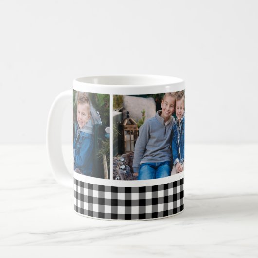 Kariertes Schwarzes Buffalo Kaffeetasse (Vorderseite Links)