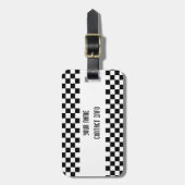 Kariertes schwarzes u. weißes einfaches, gepäckanhänger (Vorderseite vertikal)