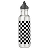 Kariertes Schwarzweiss Edelstahlflasche (Links)