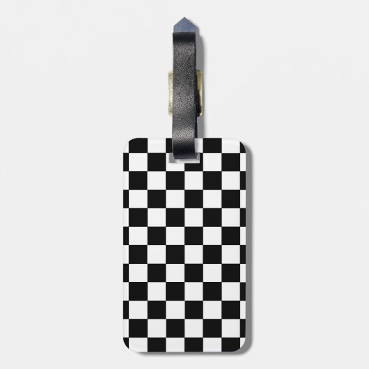 Kariertes Schwarzweiss Gepäckanhänger (Rückseite vertikal)