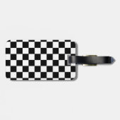 Kariertes Schwarzweiss Gepäckanhänger (Rückseite horizontal)