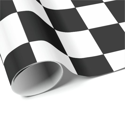 Kariertes Schwarzweiss Geschenkpapier (Rolleneckpunkt)