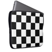 Kariertes Schwarzweiss Laptopschutzhülle (Vorne Rechts)
