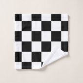 Kariertes Schwarzweiss-Muster Badhandtuch Set (Waschlappen)