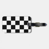 Kariertes Schwarzweiss-Muster Gepäckanhänger (Rückseite horizontal)