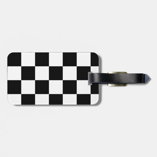 Kariertes Schwarzweiss-Muster Gepäckanhänger (Rückseite horizontal)