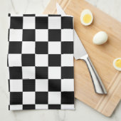 Kariertes Schwarzweiss-Muster Geschirrtuch (Viertel Falte)