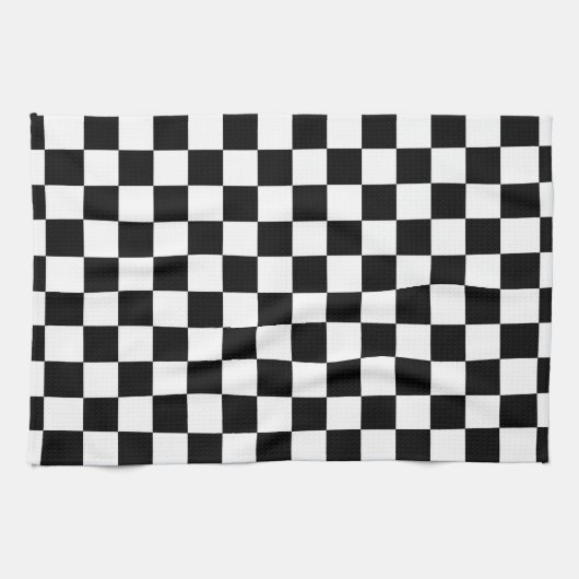 Kariertes Schwarzweiss-Muster Geschirrtuch (Horizontal)