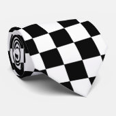 Kariertes Schwarzweiss-Muster Krawatte (Gerollt)