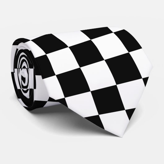 Kariertes Schwarzweiss-Muster Krawatte (Gerollt)