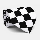 Kariertes Schwarzweiss-Muster Krawatte (Gerollt)
