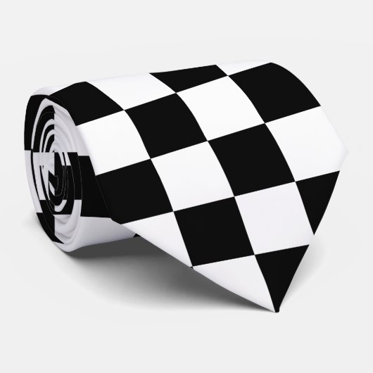 Kariertes Schwarzweiss-Muster Krawatte (Gerollt)