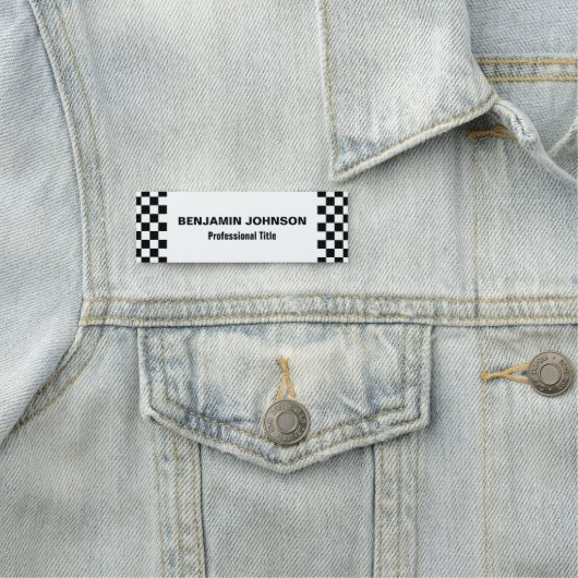 Kariertes Schwarzweiss-Muster Namensschild (Beispiel)