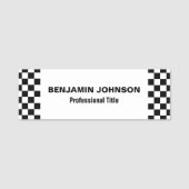 Kariertes Schwarzweiss-Muster Namensschild (Vorderseite)