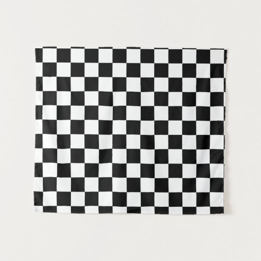 Kariertes Schwarzweiss-Muster Wandteppich (Vorderseite (Horizontal))