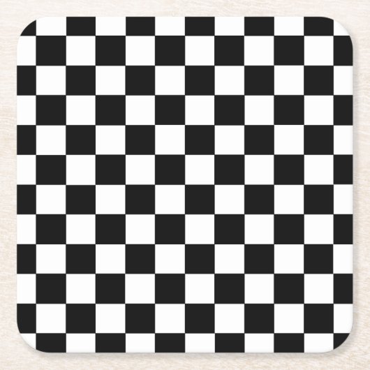 Kariertes Schwarzweiss Rechteckiger Pappuntersetzer (Vorderseite)
