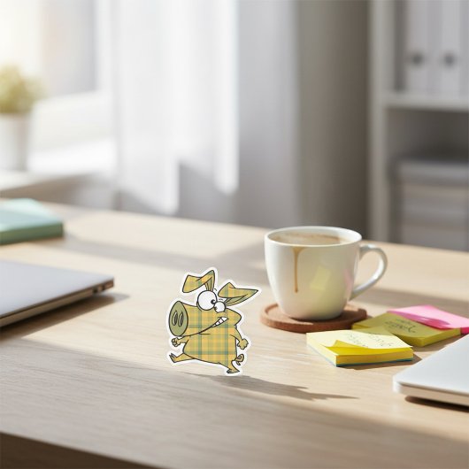 Kariertes Schwein Quadratischer Aufkleber