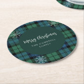 Kariertes Script Farmhouse Campbell Tartan Runder Pappuntersetzer (Angewinkelt)
