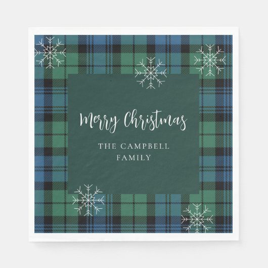 Kariertes Script Green Blue Campbell Tartan Paper Serviette (Vorderseite)