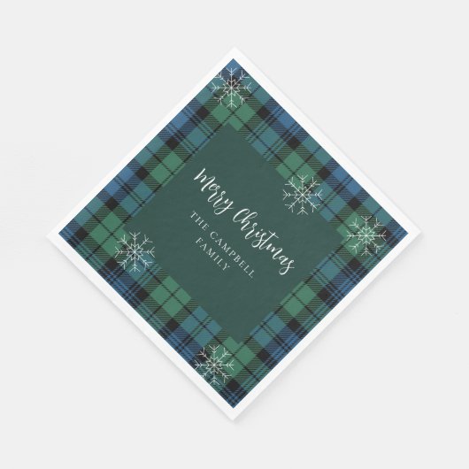 Kariertes Script Green Blue Campbell Tartan Paper Serviette (Ecke)