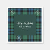 Kariertes Script Snowflakes Campbell Tartan Paper Serviette (Vorderseite)
