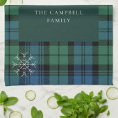 Kariertes Script Snowflakes Rustic Campbell Tartan Geschirrtuch (Gefaltet)