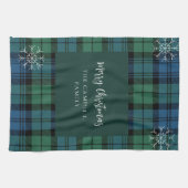 Kariertes Script Snowflakes Rustic Campbell Tartan Geschirrtuch (Horizontal)