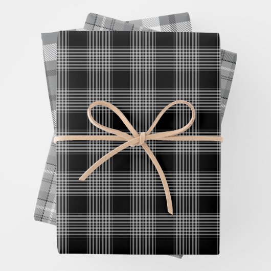 Kariertes Set für schwarz-graue Streifenpapiere Geschenkpapier Set (Beispiel)