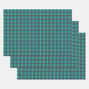Kariertes Set zum Abpacken von Papier in Blau und