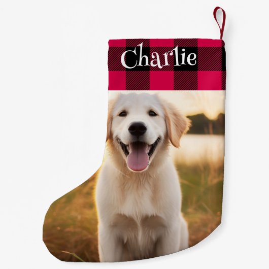 Kariertes Shirt für Haustiere Foto Kleiner Weihnachtsstrumpf (Rückseite)