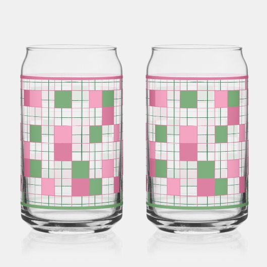 Kariertes Sodawasserglas Dosenglas (Vorderseite)