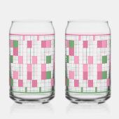 Kariertes Sodawasserglas Dosenglas (Rechts)
