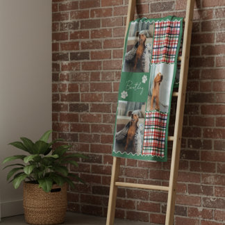 Kariertes Stripe Squiggle Vierer-Foto-Raster Fleecedecke