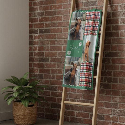 Kariertes Stripe Squiggle Vierer-Foto-Raster Fleecedecke