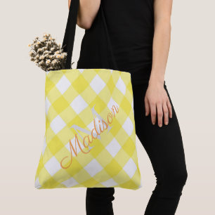 Kariertes Summer Yellow Niedlich Girenname Monogra Tasche