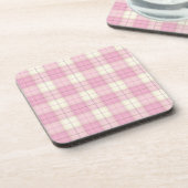 Kariertes Tartan, blassrosa Getränkeuntersetzer (Linke Seite)