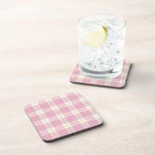 Kariertes Tartan, blassrosa Getränkeuntersetzer (Rechte Seite)