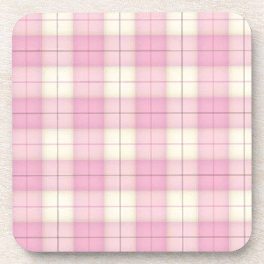 Kariertes Tartan, blassrosa Getränkeuntersetzer (Vorderseite)