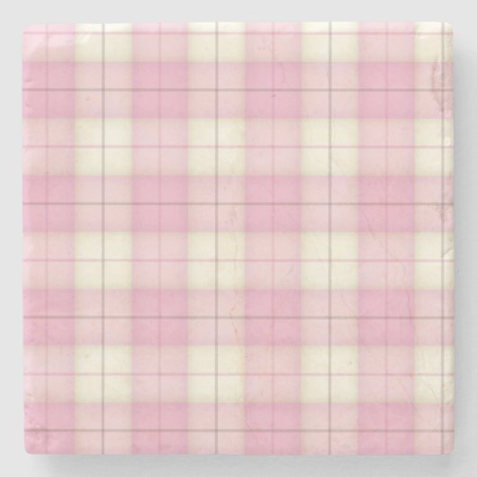 Kariertes Tartan, blassrosa Steinuntersetzer (Vorderseite)