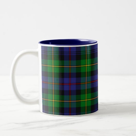 Kariertes Tartan Blau und Grün Zweifarbige Tasse (Links)