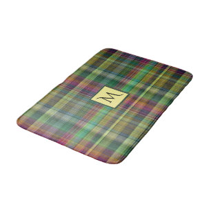 Kariertes Tartan-Gelb-Rosa-Grün Badematte