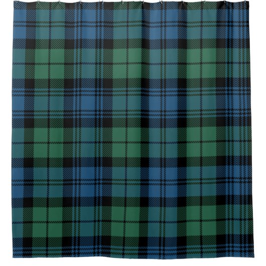 Kariertes Tartan Green Blue Pattern Rustikales Cam Duschvorhang (Vorderseite)