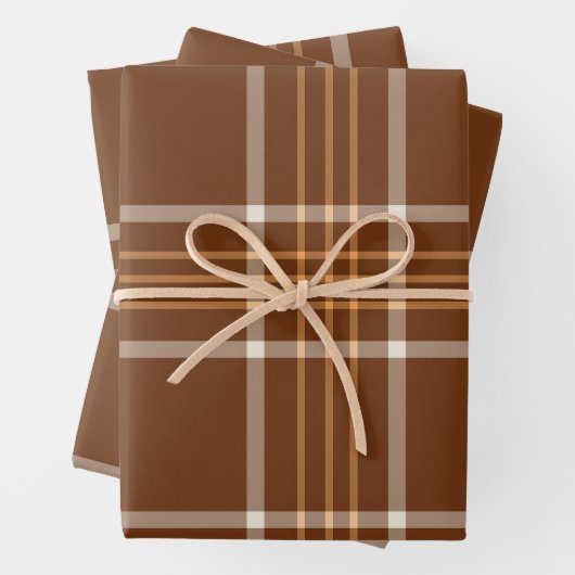 Kariertes tartan Herbstbraun und beige Muster Geschenkpapier Set (Beispiel)