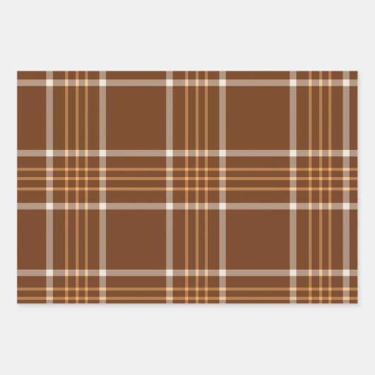 Kariertes tartan Herbstbraun und beige Muster Geschenkpapier Set (Vorderseite)