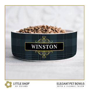 Kariertes Tartan in Schwarz-Grau individuell anpas Napf