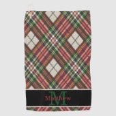 Kariertes Tartan Initialmonogramm Golfhandtuch (Vorderseite)