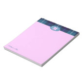 Kariertes Tartan Jeans Monogram Pink Notizblock (Rotiert)