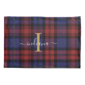 Kariertes Tartan Karo Monogram benutzerdefiniert Kissenbezug (Rückseite)
