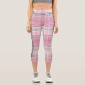 Kariertes Tartan mit weißem und grauem Akzent Capri Leggings (Vorderseite)