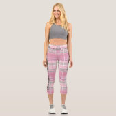 Kariertes Tartan mit weißem und grauem Akzent Capri Leggings (Vorderseite)